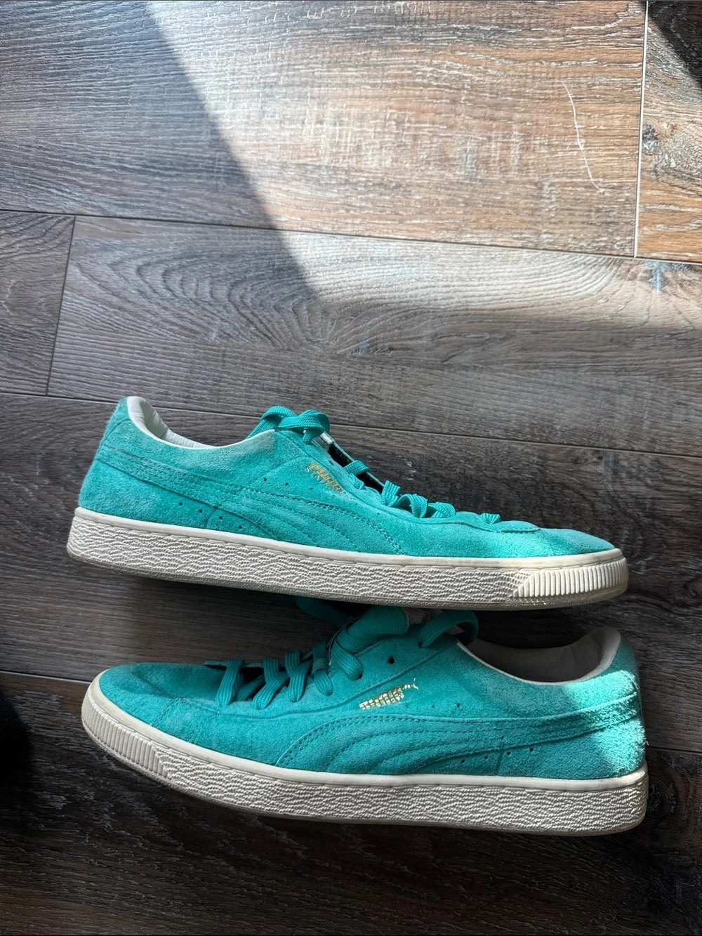 Puma Teal Suede Low-Top Sneakers